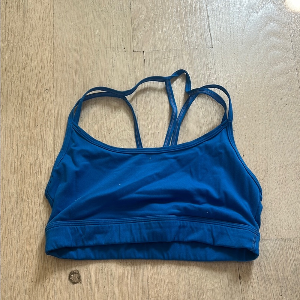 Alphalete Blue Sports Bra with Strappy Back Design